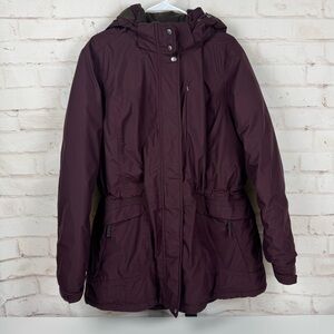 Eddie Bauer Goose Sz XL Down Hood Puffer Parka Jacket EB650 Maroon WINTER SNOW
